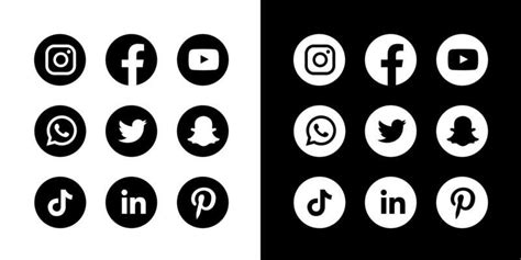 Social Media Icons Black And White Vector Art, Icons, and Graphics for ...