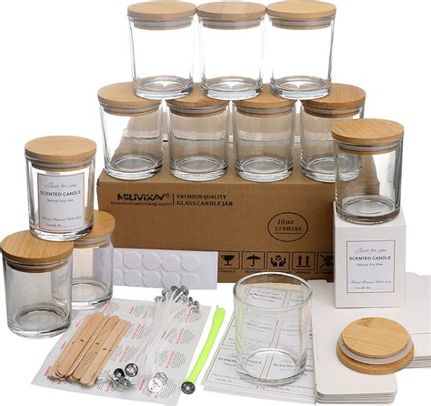 Milivixay Lot De Pots Bougies En Verre Transparent De G Avec