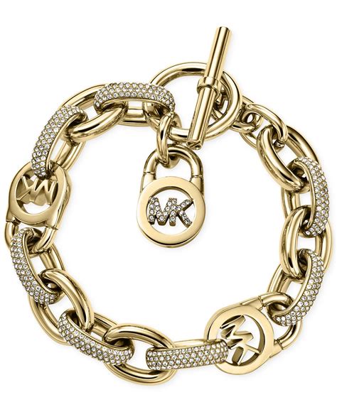 Michael Kors Gold Tone Crystal Toggle Link Bracelet Macy S Michael