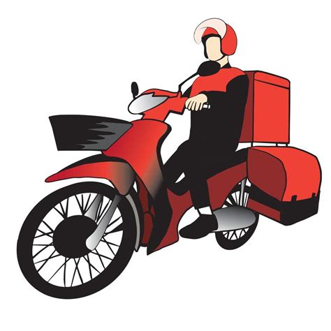 Delivery Man Illustration Riding A Green Scooter Vector Food Delivery