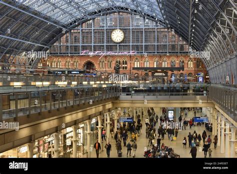 St Pancras International Station Arcade With Shops And Restaurants And