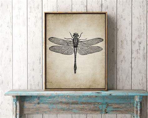 Dragonfly Wall Art Print Rustic House Decor Dragonfly Etsy