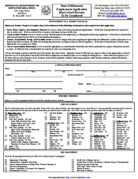 State Of Minnesota Employment Application PDFSimpli