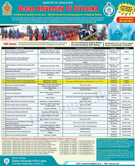 Ocean University Vocational Courses Application 20222023 Intake