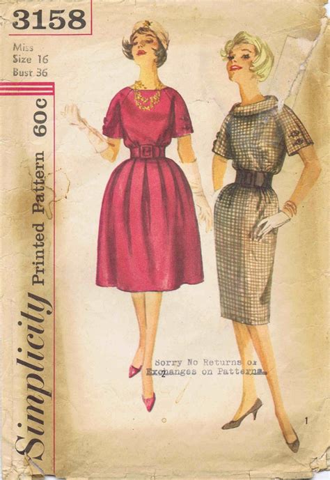 S Misses Full Skirt Dress Simplicity Vintage Sewing Etsy