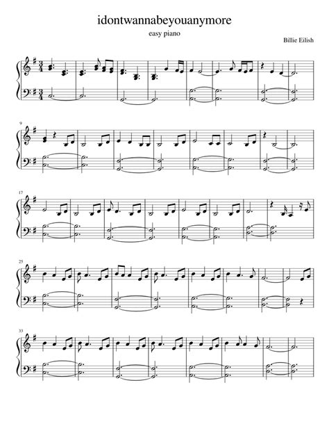 Idontwannabeyouanymore Billie Eilish Sheet Music For Piano Solo