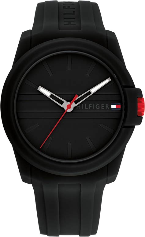 Tommy Hilfiger Men S Black Dial Black Silicone Watch 1791326 Buy