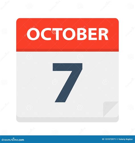 October 7 Calendar Icon Stock Illustration Illustration Of Gray