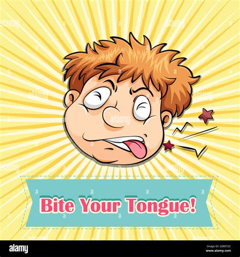 Idiom Bite Your Tongue Stock Vector Image And Art Alamy