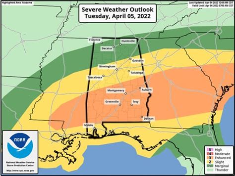 Enhanced Risk For Severe Weather In Alabama On Tuesday And Wednesday