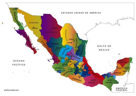 Mapa de México y sus Estados para colorear + PDF ⭐