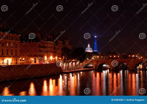 Skyline of Paris by night stock image. Image of romantic - 6684585