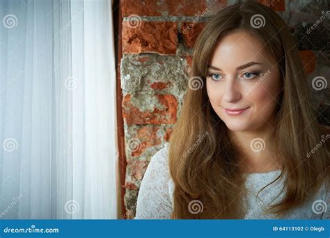 Pretty Young Girl Against A Brick Wall Stock Photo Image Of Cute