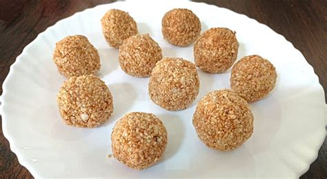 Indian White Sesame Seeds Sweet Or Tilgul Laddu Made Up Of Jaggery And