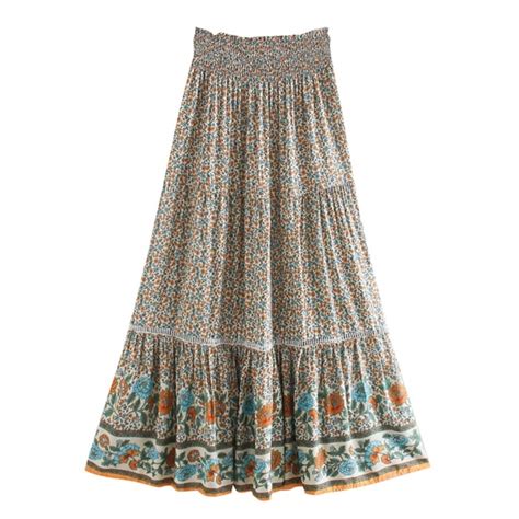 Bellanblue Skirts Boho Floral Print Ruffle Hem Maxi Skirt Poshmark