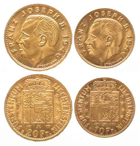 LIECHTENSTEIN 10 Und 20 Franken 1946 FRANZ JOSEPH II Gold 3 23 U 6