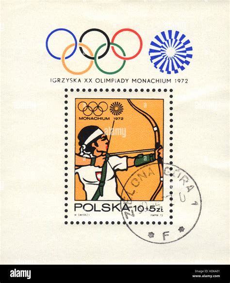 A Postage Stamp Printed In POLAND Shows Miniature Sheet Target