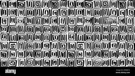 Seamless Egyptian Motif Or Greek Key Pattern Of Wonky Hand Drawn Black