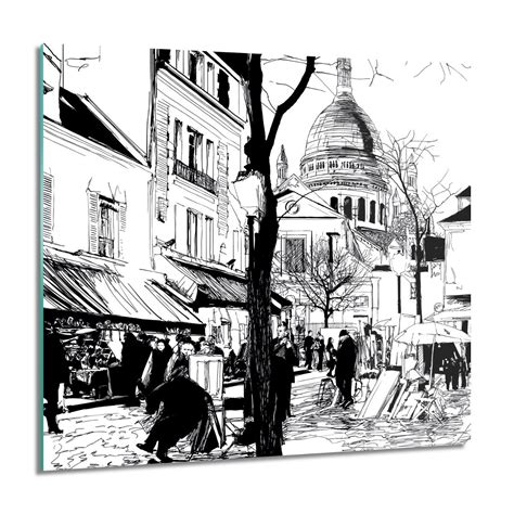 ArtprintCave Montmartre grafika foto szklane na ścianę 60x60 cm