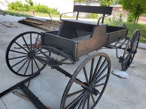 Amish Antique Spring Wagon Horse Drawn Buggy Cart Excellent Long