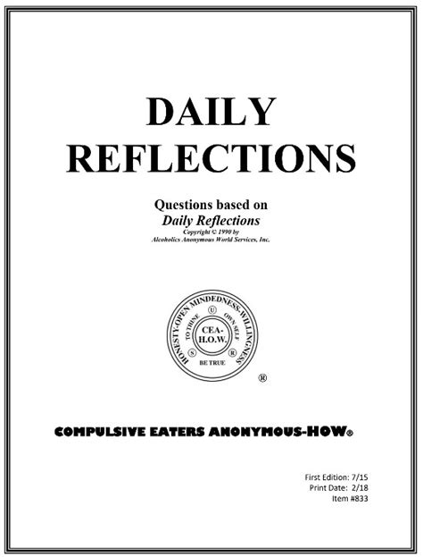 833 Daily Reflections (AA) Questions - CEA-HOW Literature