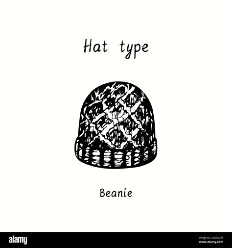 Hat Type Beanie Ink Black And White Drawing Outline Illustration