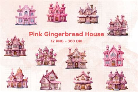 Pink Gingerbread House Clipart Graphic By Kanok Studio Creative Fabrica