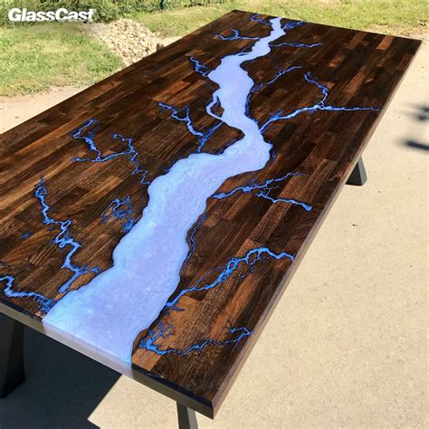 Lichtenberg Burnt Wood Lightning Epoxy Resin Table Glasscast