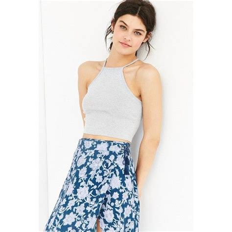 Truly Madly Deeply Cropped High Neck Tank Top Grey