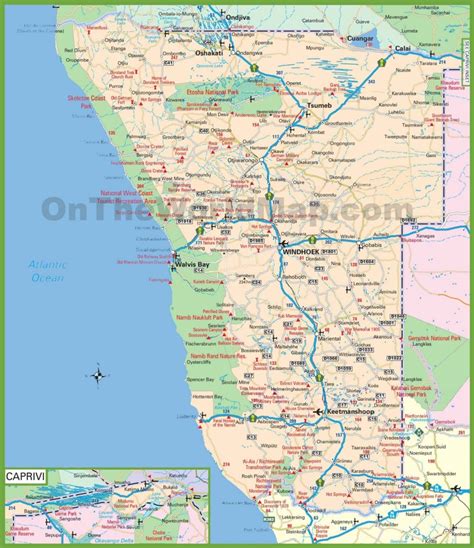 Large detailed map of Namibia - Ontheworldmap.com