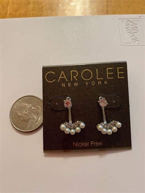 NWT Carolee Silver Tone Pearl Crystal Earrings Jackets 75 G92 EBay