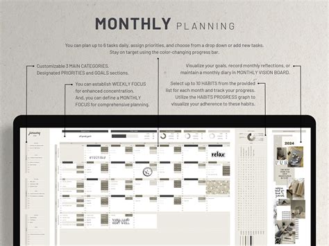 Google Sheets Monthly Digital Planner, Calendar Spreadsheet, Monthly Habit Tracker - Etsy