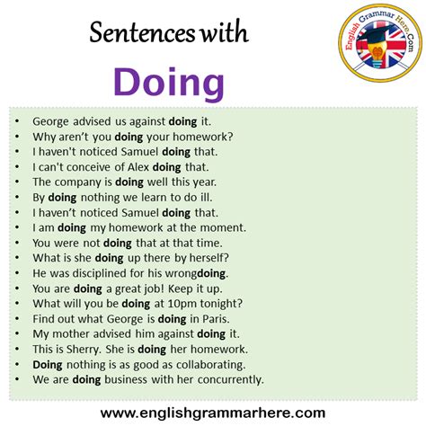 Sentences with Doing, Doing in a Sentence in English, Sentences For ...