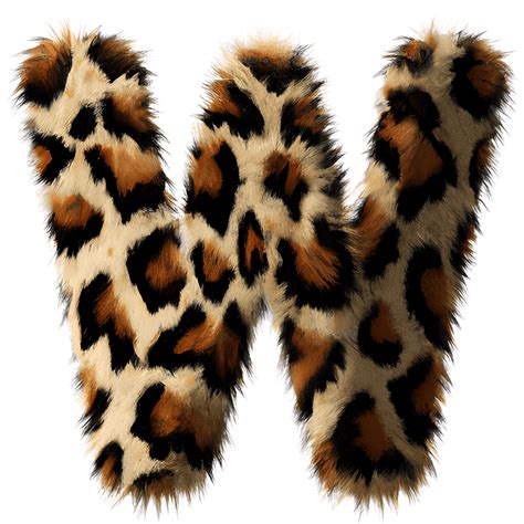 Furry Leopard Letter Alphabet W Creative Fabrica