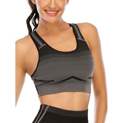 Focussexy Womens Full Support Sports Bra Seamless Sports Bra High