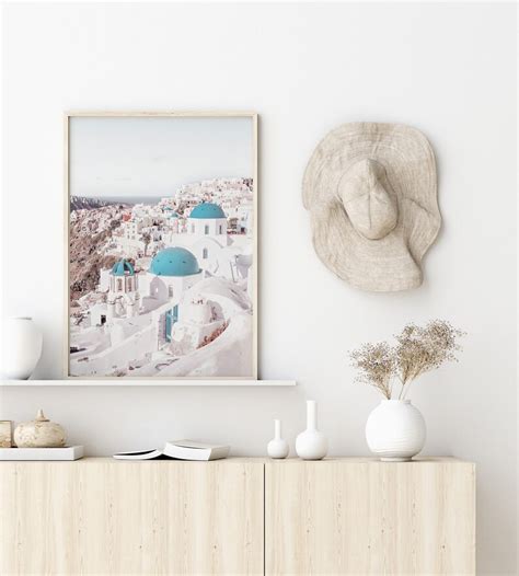 Santorini Wall Art Oia Greece Printable Art Blue Domes Etsy