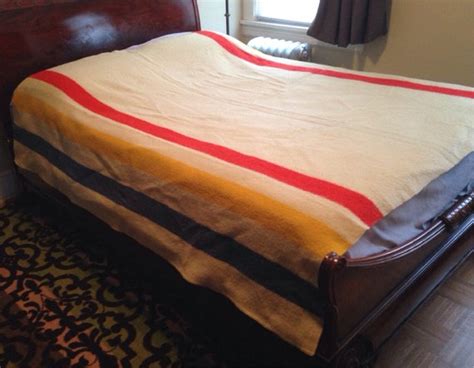 Vintage 40s Orrlaskan Blanket Red Blue And Yellow Stripe