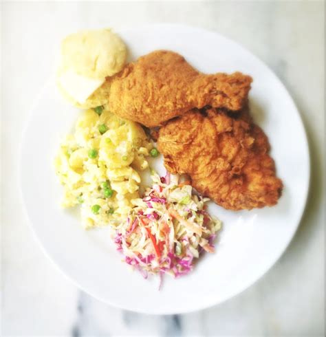 An All American Meal To Celebrate The 4th Fried Chicken Potato Salad Slaw And Buttermilk Biscuits