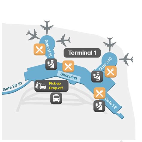 San Diego International Airport Map Terminals And Gates