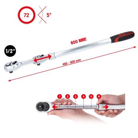 KS TOOLS Cliquet réversible télescopique 1 2 extra long 72 dents