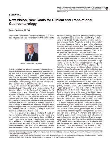 PDF New Vision New Goals For Clinical And Translational Gastroenterology