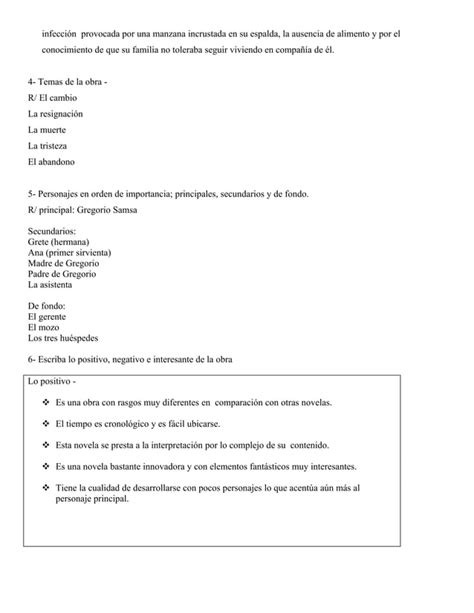 Control De Lectura Metamorfosis PDF