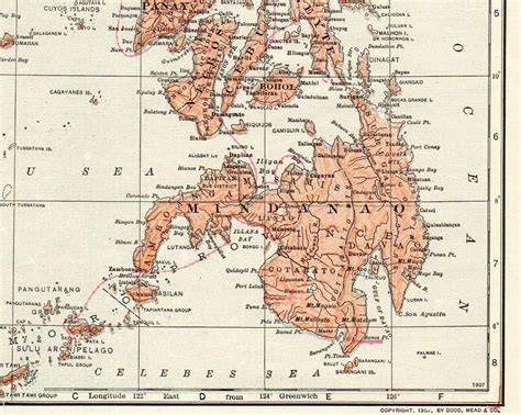 1907 Antique Philippines Map Vintage Map Of The Philippine Etsy