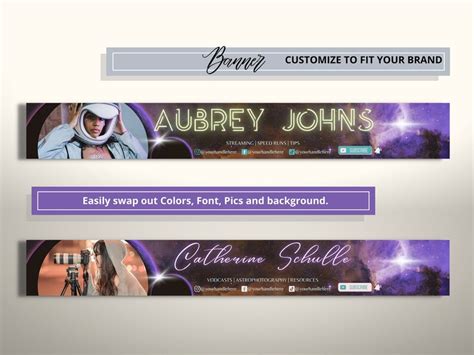 Editable Aesthetic Purple Black Galaxy Youtube Channel Branding Kit