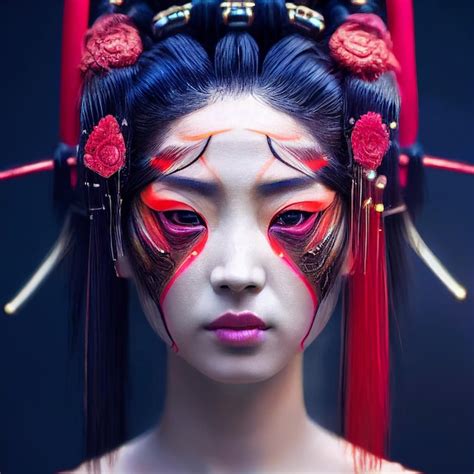 Premium Photo Geisha Woman Portrait Japanese Girl 3d Rendering