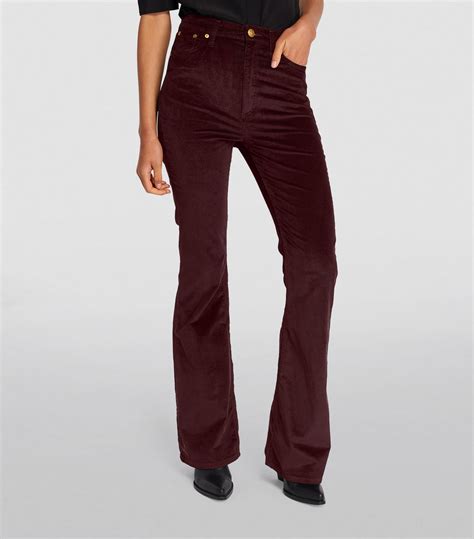 Womens Rag Bone Burgundy Casey Corduroy High Rise Flared Jeans