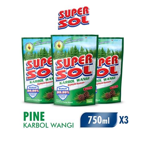 Jual Supersol Karbol Pembersih Lantai Pine Pouch 750Ml X3 Shopee