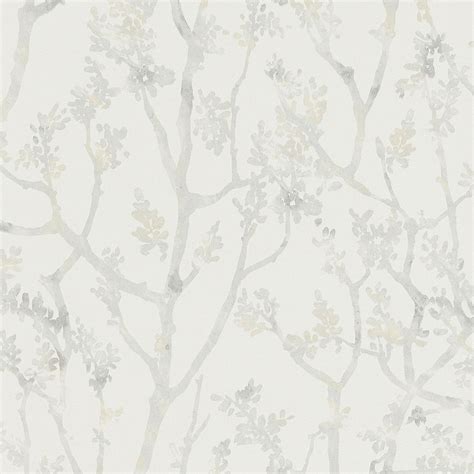 Papier Peint Paoline Intiss Motif Floral Gris Perle Fond Blanc