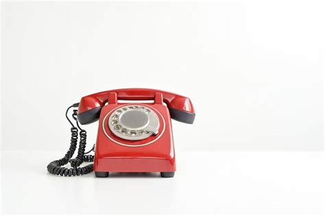 Red Vintage Rotary Phone On White Background 48152484 Stock Photo At