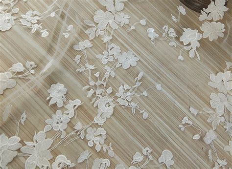 Florals Embroidered Lace Fabric By The Yardwedding Bridal Etsy